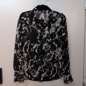 EUC Zara Black and Cream Patterned Top, size XL